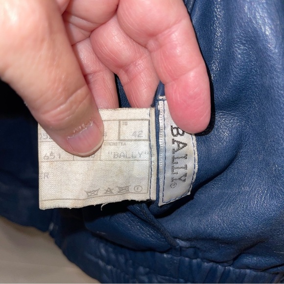 Bally Vintage Daytona Blue Leather Jacket Mens Size 42 - Picture 9 of 9